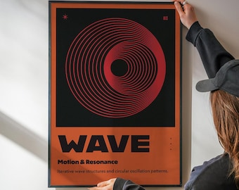 WAVE Oscillation Poster – Modern Retro Circle Art (Digital Download)