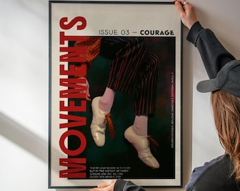 Ballet Fashion Print – Modern Editorial Wall Poster, Minimal Red Dance Photography, Digital Download
