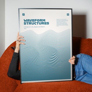 Waveform Structures Teal – Minimal Line Art Poster, Abstract Waves Wall Art (Digital Download) image 14