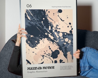 Marble Ink Abstract Poster – Dark Splatter Fluid Art | Marbled Motion (Digital Download)