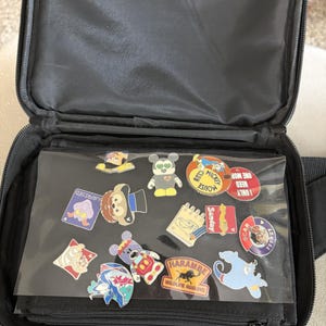 New Embroidery Sorcerer Mickey Mouse Pin Book Bag Starter Set, 20 Official Disney Trading Pins & Disney Character Lanyard FREE USA shipping image 4