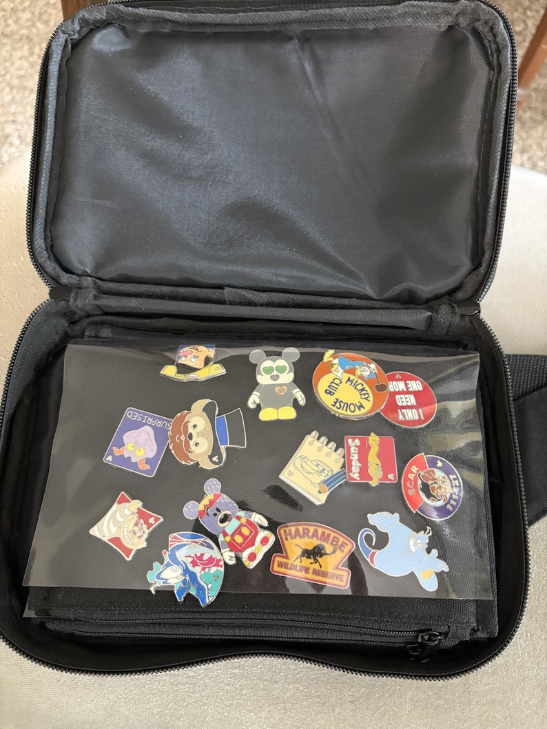 New Embroidery Sorcerer Mickey Mouse Pin Book Bag Starter Set, 20 Official Disney Trading Pins & Disney Character Lanyard FREE USA shipping image 4