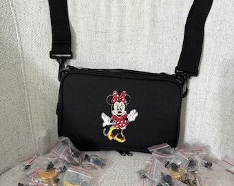 New Embroidery Minnie Mouse Pin Book Bag Starter Set w/ 20 Disney Trading Pins & Disney Character Lanyard FREE USA shipping