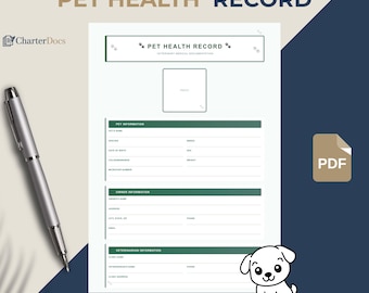 Modello di cartella clinica per animali domestici - Documentazione medica veterinaria stampabile per cani e gatti