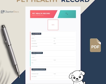 Pet Health Record Template - Printable Medical Documentation for Dogs & Cats