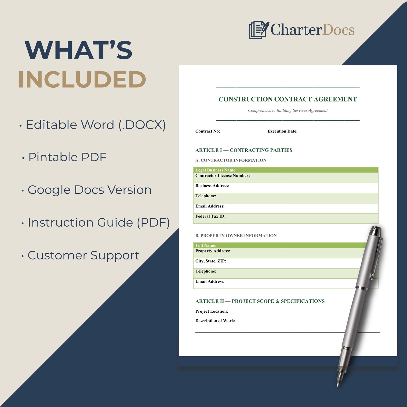 Building Contract Template Word | Construction Agreement Form ...