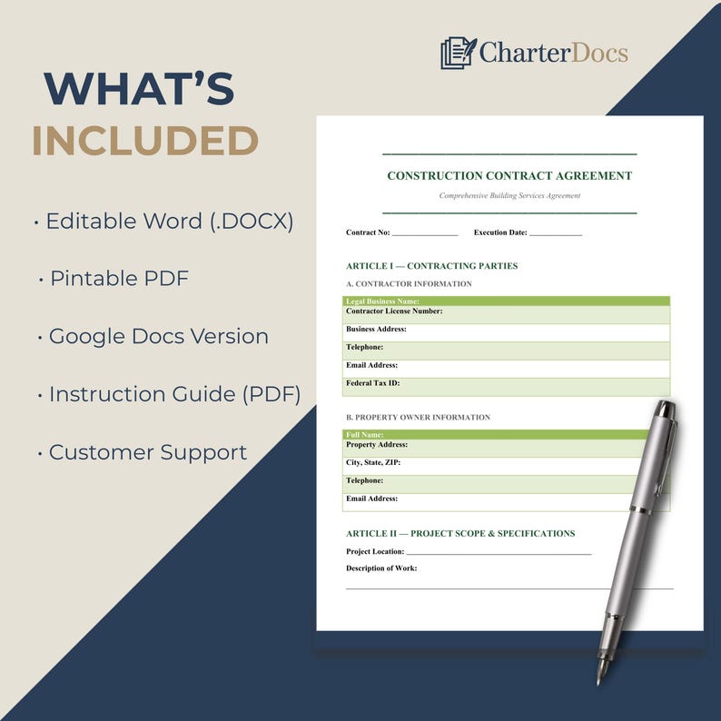 Building Contract Template Word | Construction Agreement Form ...