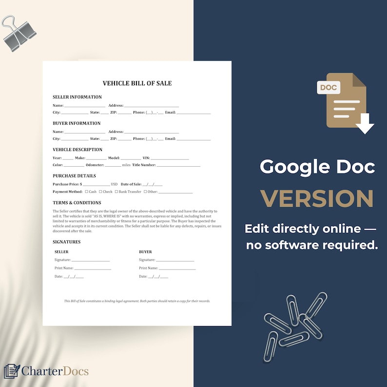 Bill of Sale Vehicle PDF Word Google Docs Car Bill of Sale Printable Bill of Sale Vehicle PDF Word Google Docs Car Bill of Sale Printable