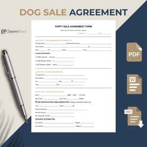Puppy Sale Contract Agreement & Bill of Sale | Editable Breeder Forms for Puppy, Whelping Chart | US Letter