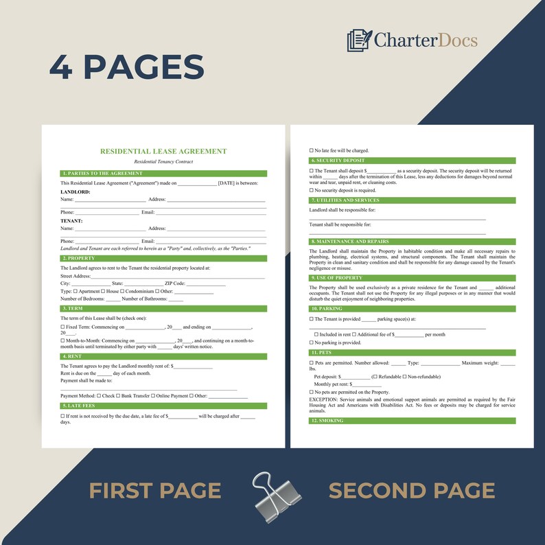Lease Paper.pdf Residential Lease Modern Table Template, Organized Rental Contract ...