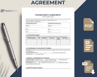 Consignment Agreement Template Word | Resale Contract Editable | Reseller Consignor Form UCC Compliant US