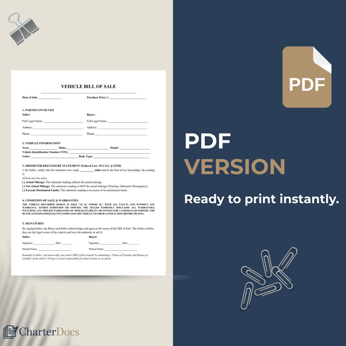 Official DMV Motor Vehicle Bill of Sale Car Form PDF Word Google Docs ...