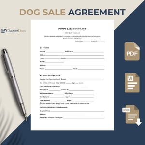 Puppy Sale Contract Agreement Form | USDA AKC Compliant Breeder Template | Editable PDF Word Google Doc | Instant Digital Download