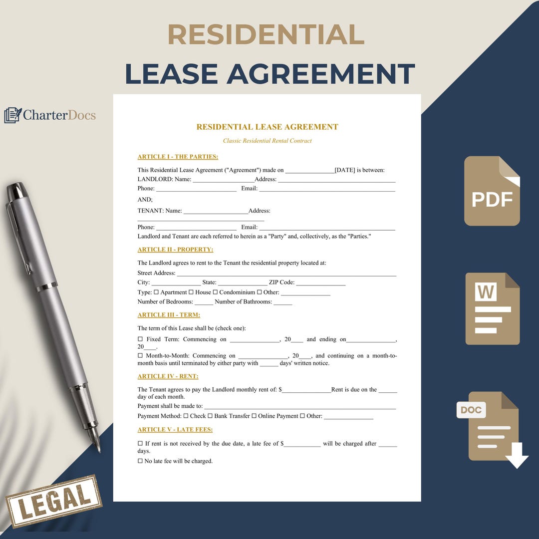 Residential Lease Luxury Template, Premium Rental Contract, High-end ...