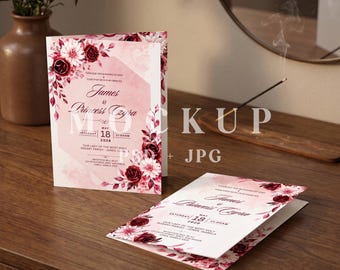 Maqueta de tarjeta de felicitación, Maqueta de tarjeta plegable PSD, Plantilla de tarjeta de felicitación plegada, Maqueta de tarjeta de invitación, Maqueta de invitación de boda PSD