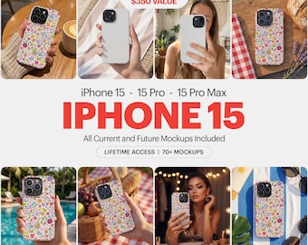 Paquete de maquetas de la serie iPhone 15, maqueta de iPhone 15 Pro, maqueta de funda para iPhone 15 Pro Max, paquete PSD de fundas para teléfono, más de 70 maquetas