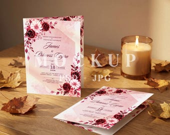 Maqueta de tarjeta de felicitación de 5x7, maqueta de tarjeta plegable en formato PSD, plantilla de tarjeta de felicitación plegada, maqueta de tarjeta de invitación, maqueta de tarjeta de boda.