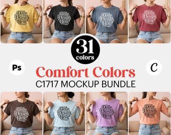 Comfort Colors C1717 Mockup Bundle, 31 Colors, Female Model Lifestyle PSD JPG