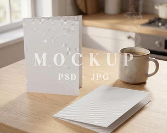 Maqueta de tarjeta de felicitación de 5x7, maqueta de tarjeta plegable en formato PSD, plantilla de tarjeta de felicitación plegada, maqueta de tarjeta de invitación, maqueta de tarjeta de boda.