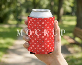 Maqueta PSD de enfriador de latas, maqueta de enfriador de latas de envoltura completa, plantilla de enfriador de latas delgado, maqueta de soporte para bebidas, enfriador de latas de envoltura completa, funda para bebidas PSD