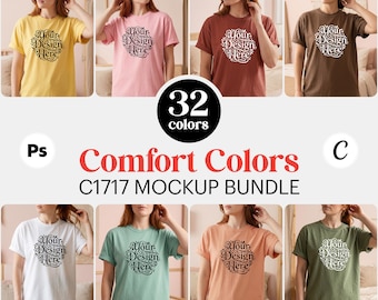 Comfort Colors C1717 T-Shirt Mockup Bundle, 32 Farben PSD Canva, POD Mockups