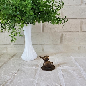 Vintage Miniature Brass Duck Figurine: Patinaed Home Decor