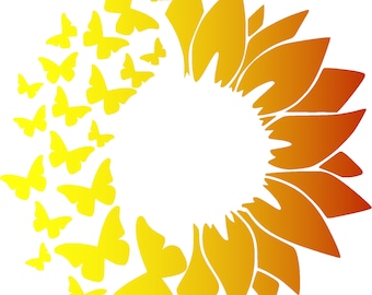 Sunflower Butterfly Vinyl Decal, Car/Cup Sticker