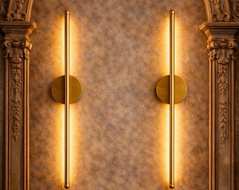 Modern Gold LED Wall Sconce Vertical Minimalist Wall Light for Bedroom, Living Room, Hallway