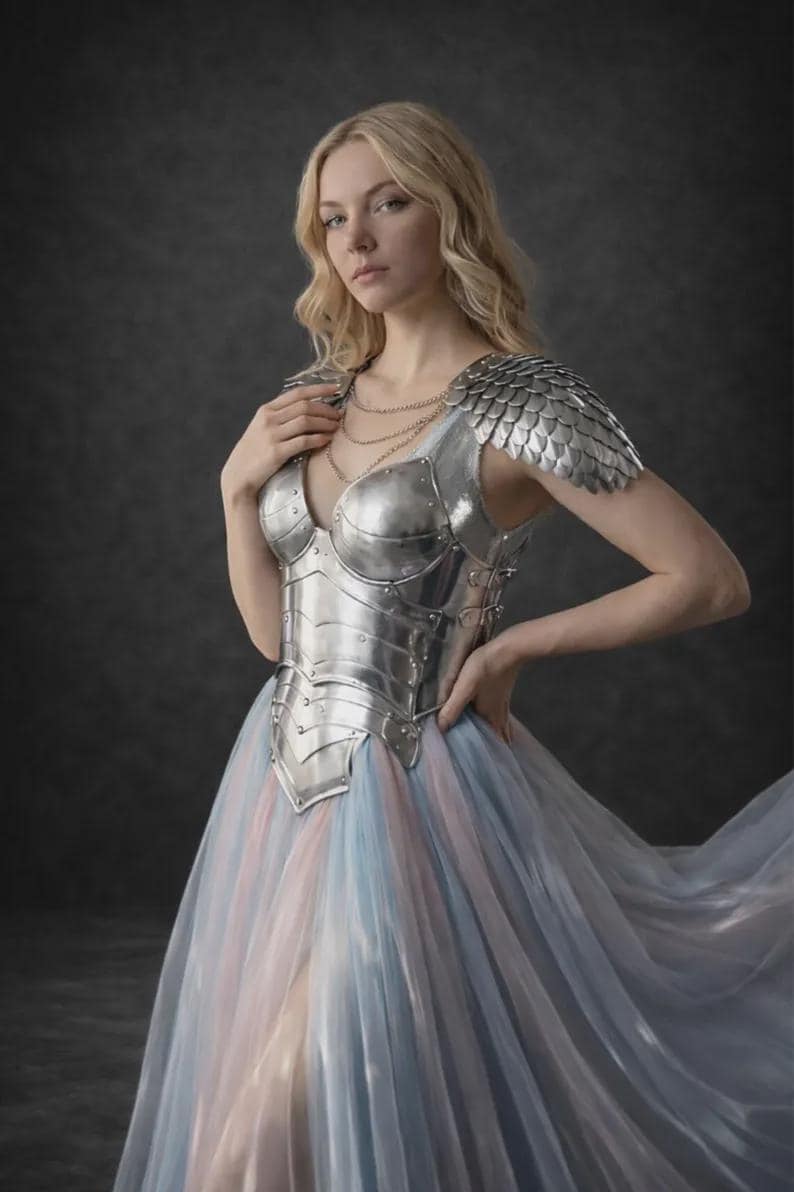 Fantasy Princess Steel Armor Dress β Medieval Warrior Gown Cosplay Renaissance Fair