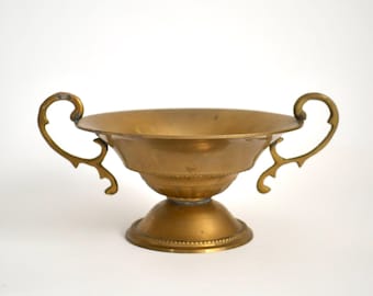 Vintage Brass Scroll Handled Compote Decorative Bowl