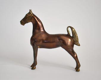 1940s Copper and Bronze Wash Metal Trophy Horse Statue by Gladys Brown Edwards