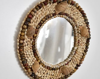 Vintage Sailor’s Valentine Round Seashell Mirror