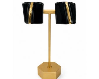 Vintage zwart-gouden keramische clip-on art-decooorbellen