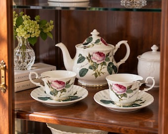 Vintage Roy Kirkham Redoute Roses Tea Set Fine Bone China Made in England