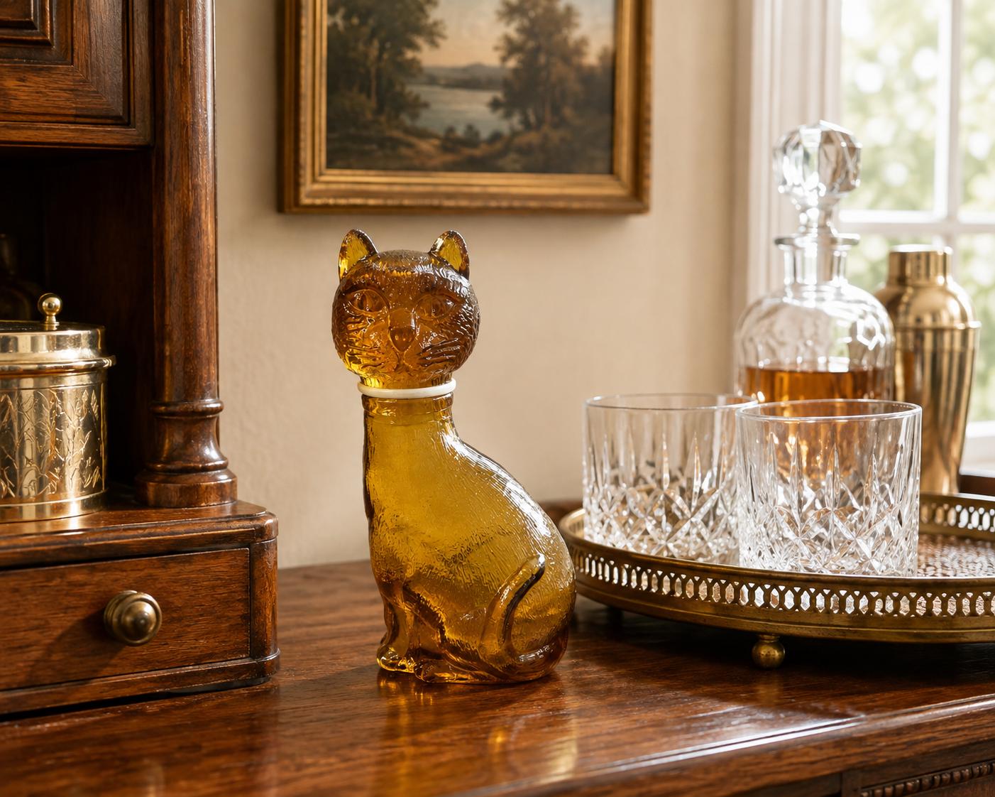 Vintage Glass Cat Decanter - Etsy