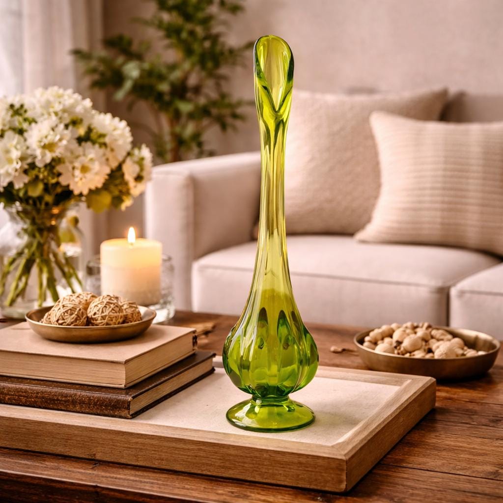 Avocado Green Glass Swung Vase - Etsy