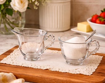 Juego de azucarero y lechera Imperial Glass Candlewick Vintage