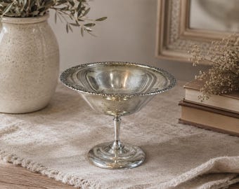 Compota con pedestal y diseño de rosas vintage estilo Hollywood Regency