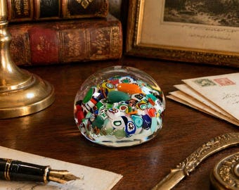 Vintage Millefiori Art Glass Paperweight, Murano-Style Collectible