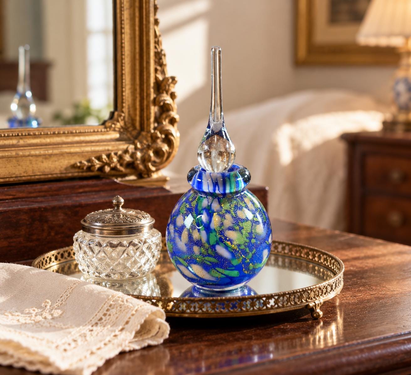 Blue Swirl Perfume Bottle - Etsy