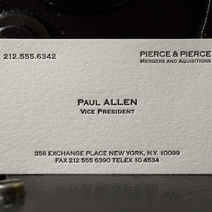 L'original Paul Allen - Cartes de visite personnalisées imprimées en typographie
