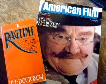 Ragtime, Vintage Best Selling 1976 Paperback, plus December 1981 American Film Magazine with James Cagney on Cover, Gift for Him, Christmas