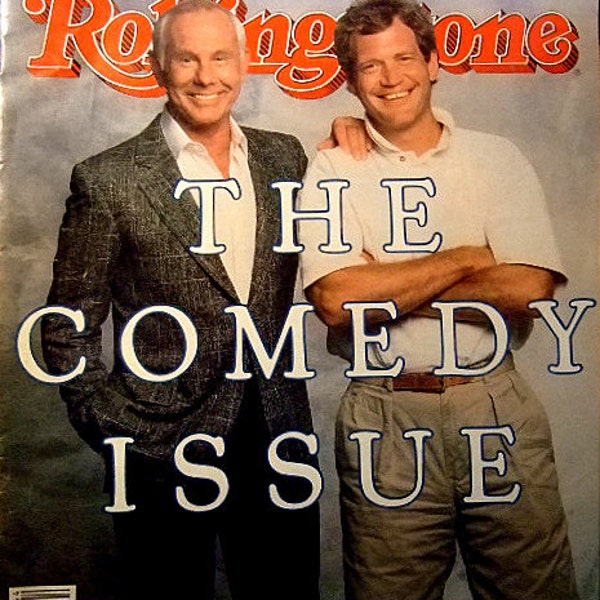 Millésime 1988 Rolling Stone Magazine comédie question, Johnny Carson, David Letterman, Photos classiques, cadeau pour lui, cadeau pour elle, Noël