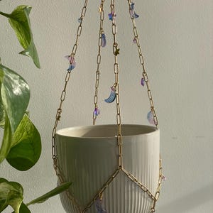 Houseplant Pot Chain Hanger | Stainless Steel, Celestial Moon & Stars, Handmade Hanging Planter Accessory, Indoor Plant Decor