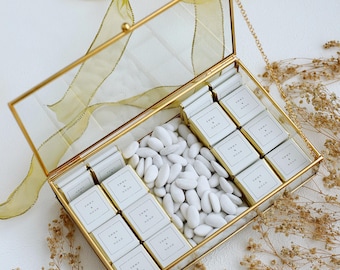Glass Box Plexiglass Chocolate Gift, Gold Chocolate Wedding Gift, Personalized Chocolate Box, Silver Wedding Chocolate, Guest Gift