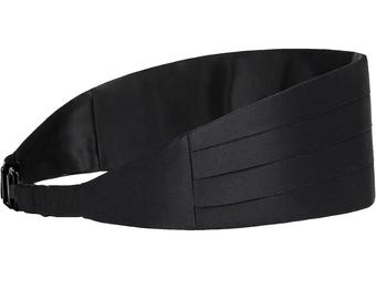 Schwarzer Satin-Kummerbund für Männer, verstellbarer Smoking Cummerbund Hochzeit und Party Wear.