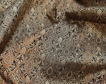 pillow covers One yard turquoise green Indian Brocade Fabric by the Yard for DIY craft upholstery drapery doll clothes dress sari