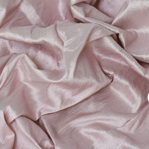 One yard of champagne pink 100 percent pure dupioni silk/ raw silk fabric /Silk fabric by the fabric image 1