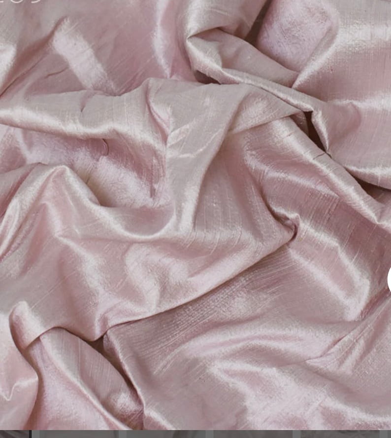 One yard of champagne pink 100 percent pure dupioni silk/ raw silk fabric /Silk fabric by the fabric image 1