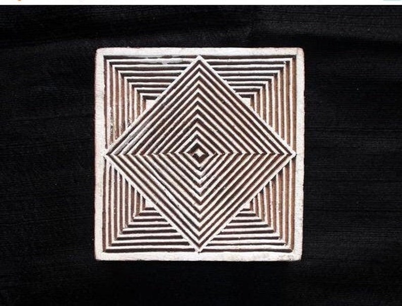 Vierkante Indiase blokdrukstempels/textielaardewerkstempel/tjap/handgesneden houten blok om af te drukken/papier en stofdrukstempel afbeelding 3